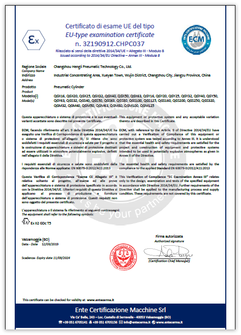 EX Explosion-proof certification - Valve class