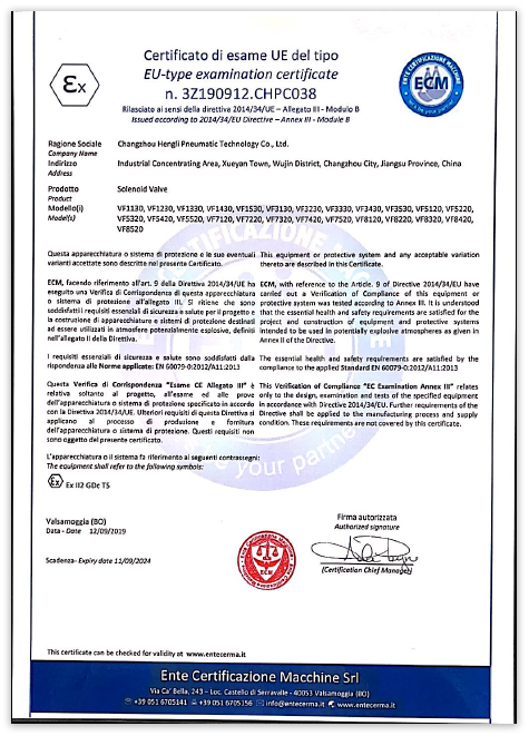 EX Explosion-proof certification - Cylinders